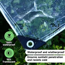 Transparent Tarpaulin with Eyelets 420 g/m² Tarpaulin Tent Tarpaulin PVC Waterproof Weatherproof Tarpaulin for Plants Greenhouse