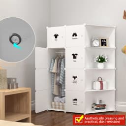 Plastic Cube Storage Bins, Bedroom Armoire With Doors, DIY Toys Organizer Shelves, Clothes Dresser Closet Modular Cabinet
