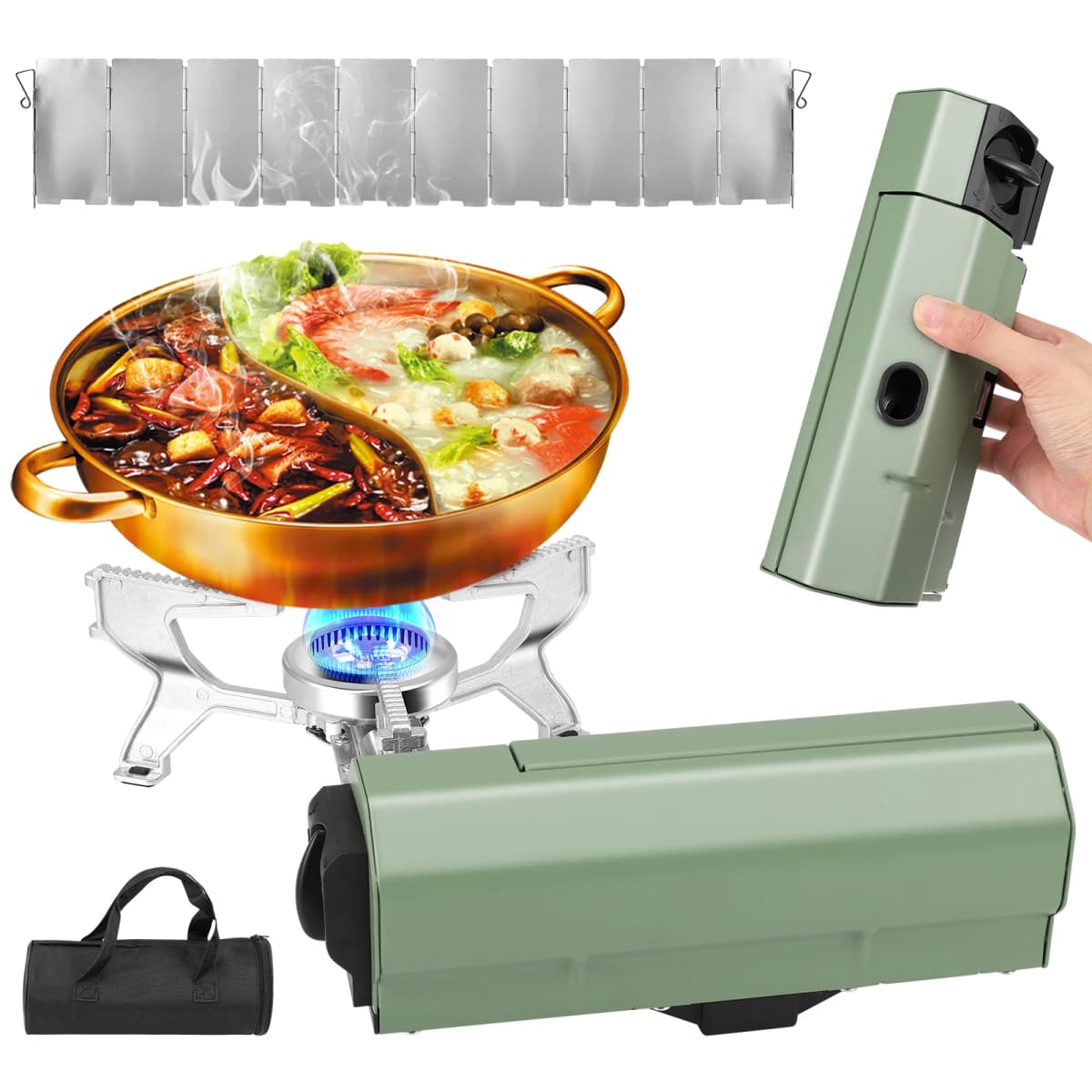 11000W Camping Gas Stove Burner Adjustable Ultralight Big Fire Backpacking Stove Windproof Camping Portable Propane Gas Stove