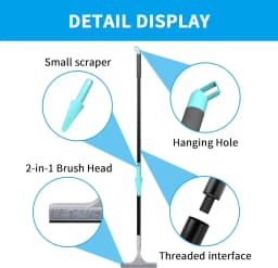 Long Handle 2 IN1 Floor Squeegee and Clean, Microfiber Rubber Squeegee Combo Household Floor Wiper with 154cm For Wall Cleaning