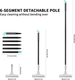 Long Handle 2 IN1 Floor Squeegee and Clean, Microfiber Rubber Squeegee Combo Household Floor Wiper with 154cm For Wall Cleaning