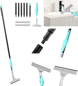 Long Handle 2 IN1 Floor Squeegee and Clean, Microfiber Rubber Squeegee Combo Household Floor Wiper with 154cm For Wall Cleaning