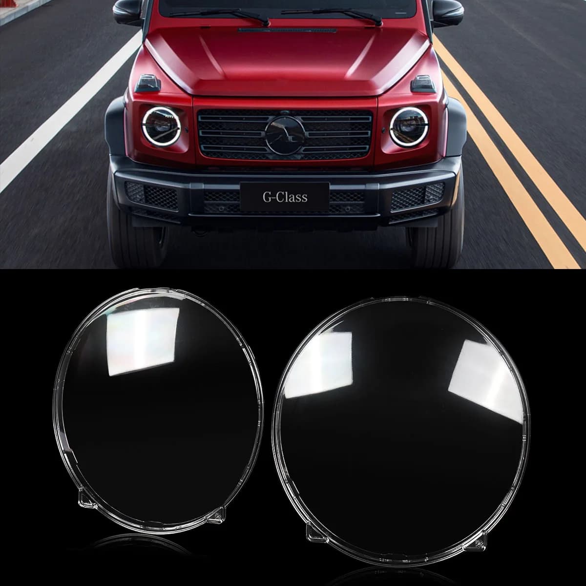 Pair Headlight Lens Headlamp Cover For 2020 2021 2022 2023 Mercedes G-Class W464 G550 G63