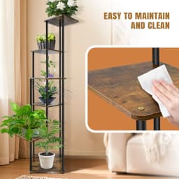 4/5/6-Tier Plant Stand with Wooden Shelves, Metal Corner Flower Shelf for Indoor Outdoor Use - Garden, Porch, Balcony
