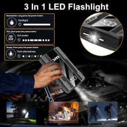 EAFC 12V 600A-Jump Starter car jump starter with LED display-3 in 1 device: LED flashlight, power bank and emergency starting booster for gasoline engines up to 3.0L