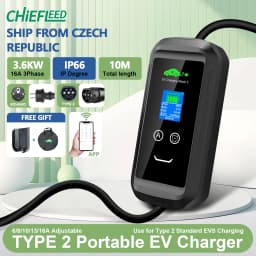 Chiefleed EV Charger Type 2 16A 3.6KW Portable Charging Wallbox Tuya APP Control Timer Electric Vehicle Hrbrid PHEV Cable 10M