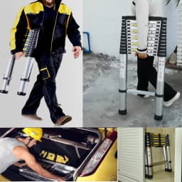 Telescopic Ladder Aluminium Folding Ladder Extension Portable Lightweight with EN131 Certified Max Loading 150kg 3.9m/5.1m/6.3m