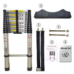 Telescopic Ladder Aluminium Folding Ladder Extension Portable Lightweight with EN131 Certified Max Loading 150kg 3.9m/5.1m/6.3m