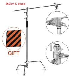 SH 2.6M Black Stainless Steel Century Foldable Light Stand Tripod Cantilever Photography C-Stand For Spot Light Softbox
