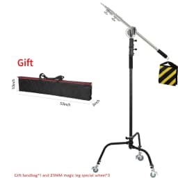 SH 2.6M Black Stainless Steel Century Foldable Light Stand Tripod Cantilever Photography C-Stand For Spot Light Softbox