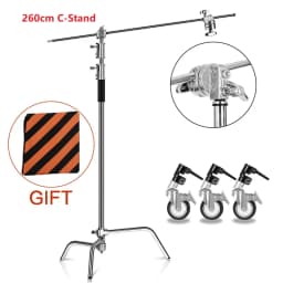 SH 2.6M Black Stainless Steel Century Foldable Light Stand Tripod Cantilever Photography C-Stand For Spot Light Softbox