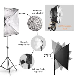 Photo Studio Kit Softbox 8 LED 15W Kit E27 Holder Photographic Lightings 2 Light Stand 2 Softbox for Camera Photo Accessories