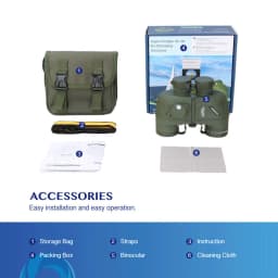 Marine Binoculars for Adults 10x50 Waterproof Binoculars with Rangefinder Compass for Birdwatching Hunting