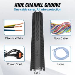SucceBuy Drop Over Cable Cover Ramp 2,000 lbs/axle Load Capacity Heavy Duty TPR Cable Hose Protector Ramp for Indoor Outdoor Use