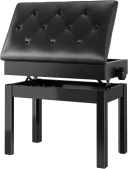 Piano Bench H Adjustable with Storage, Heavy Duty Piano Benches with Leather Cushion, Black Piano Bench for Adults Single/Double