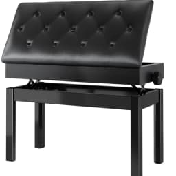 Piano Bench H Adjustable with Storage, Heavy Duty Piano Benches with Leather Cushion, Black Piano Bench for Adults Single/Double