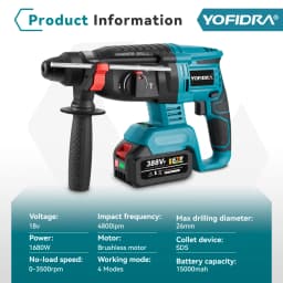 YOFIDRA 26MM Brushless Electric Hammer Drill Multifunctional Rotary Cordless Rechargeable Power Tools For Makita 18V Battery Pin