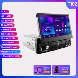 Hizpo 7 Inch Android Universal 1din Car Radio CarPlay GPS Navigation Intelligent Systems 1 Din Stereo Manual Retractable Screen