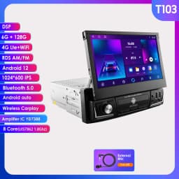 Hizpo 7 Inch Android Universal 1din Car Radio CarPlay GPS Navigation Intelligent Systems 1 Din Stereo Manual Retractable Screen