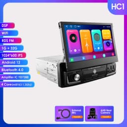 Hizpo 7 Inch Android Universal 1din Car Radio CarPlay GPS Navigation Intelligent Systems 1 Din Stereo Manual Retractable Screen