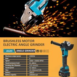 JAUHI 125mm M14 Brushless Wireless Electric Angle Grinder Rechargeable 4 Speed Grinding Cutting Machine For Makita 18V Battery