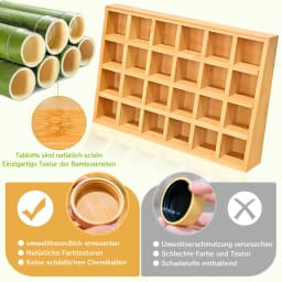 Natural Bamboo Spice Rack With 24 Square Glass Spice Jars And 180 Black Labels, Spice Organizer For Easy Move