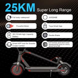 JUICEASE 365TUYA Electric Scooter Powerful Motor 36V 10.4Ah Large-Capacity Battery 35KM Long Range Smart APP 8.5Inch Dual Brake Foldable Kick Commuter Escooter