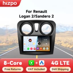 Hizpo Android Auto Radio For Renault Logan 2 2012-2019 Sandero 2 2014-2019 4G Car Multimedia GPS 2 Din Stereo CarPlay WIFI DSP