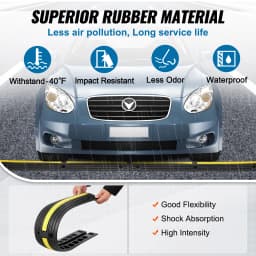SucceBuy 3.28ft Cable Protector Ramp 4 PCs 1 Channel 18000 lbs/axle Capacity Heavy Duty Rubber Speed Bumps for Residential Areas