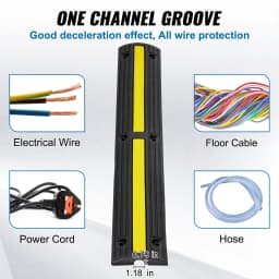 SucceBuy 3.28ft Cable Protector Ramp 4 PCs 1 Channel 18000 lbs/axle Capacity Heavy Duty Rubber Speed Bumps for Residential Areas
