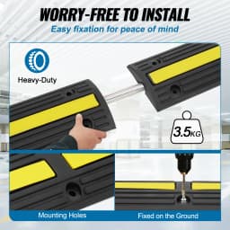 SucceBuy 3.28ft Cable Protector Ramp 4 PCs 1 Channel 18000 lbs/axle Capacity Heavy Duty Rubber Speed Bumps for Residential Areas