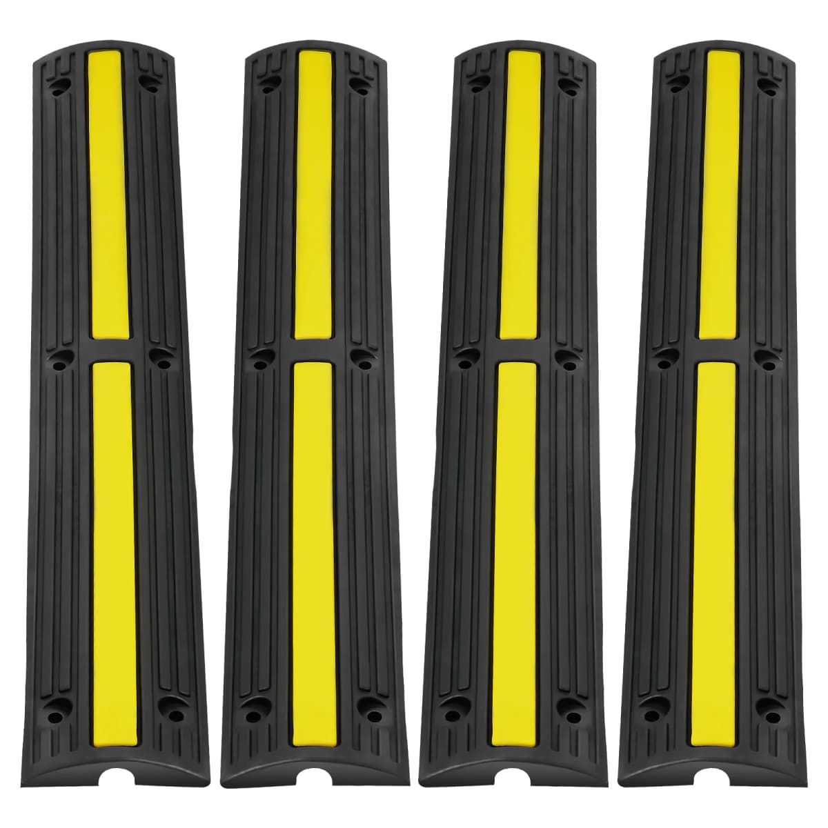 SucceBuy 3.28ft Cable Protector Ramp 4 PCs 1 Channel 18000 lbs/axle Capacity Heavy Duty Rubber Speed Bumps for Residential Areas