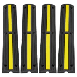 SucceBuy 3.28ft Cable Protector Ramp 4 PCs 1 Channel 18000 lbs/axle Capacity Heavy Duty Rubber Speed Bumps for Residential Areas