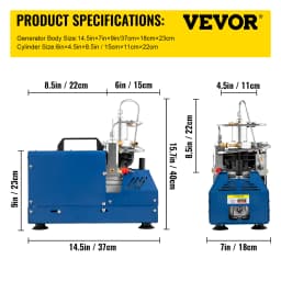 SucceBuy 1800W High Pressure PCP Air Compressor Pump 4500PSI/30MPA/300BAR 220V Manual Stop for Paintball Air Rifle Diving Bottle