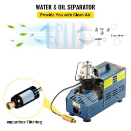 SucceBuy 1800W High Pressure PCP Air Compressor Pump 4500PSI/30MPA/300BAR 220V Manual Stop for Paintball Air Rifle Diving Bottle