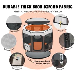 SucceBuy Foldable Pet Playpen 36 in Portable Dog Playpen Crate Kennel for Puppy Dog Premium 600D Oxford Cloth Removable Zipper