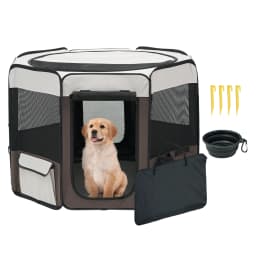SucceBuy Foldable Pet Playpen 36 in Portable Dog Playpen Crate Kennel for Puppy Dog Premium 600D Oxford Cloth Removable Zipper