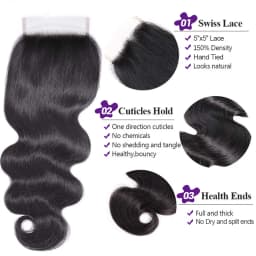 Body Wave Lace Closure With Hair Bundles 100% Human Bundle With 4X4 5X5 Transparent Lace Closure Remy Hair Weave Extensions