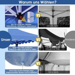 Pavilion Popup Gazebo 3x6m Waterproof Folding Gazebo Tent Party Tent with 6 Side Panels UV 50+ Height Adjustable 2-3M