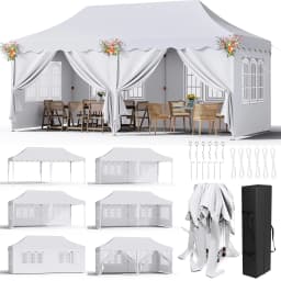 Pavilion Popup Gazebo 3x6m Waterproof Folding Gazebo Tent Party Tent with 6 Side Panels UV 50+ Height Adjustable 2-3M