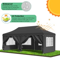 Pavilion Popup Gazebo 3x6m Waterproof Folding Gazebo Tent Party Tent with 6 Side Panels UV 50+ Height Adjustable 2-3M