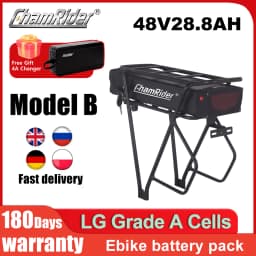 ChamRider Rack Rear Battery 48V EBike Battery Model B 21700 Lithium Battery 50A BMS Powerful Capacity Electric Bike Battery