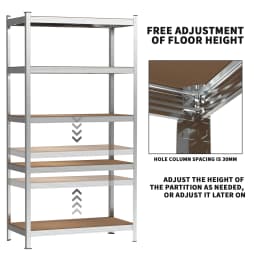 5 Tier Heavy Duty Garage Shelf Unit, Metal Frame, Boltless Design, Easy to Assemble, 875kg Capacity, 200 x 100 x 50 cm