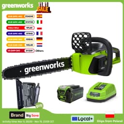 Greenworks 40V ChainSaw Brushless Motor 12M/S with Original 16Inch Chainbar and Oregon Sawchain with 4ah Battery and Charger
