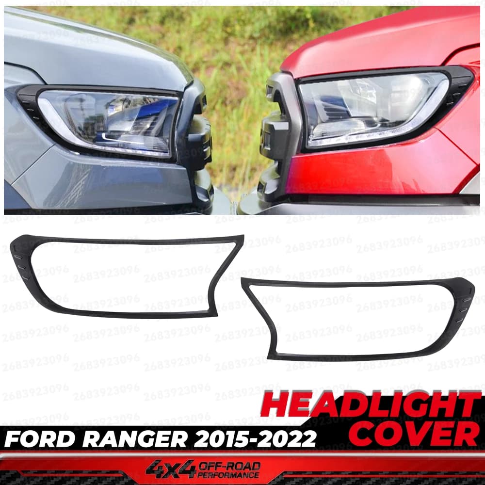 2PCS Head Lights Cover Headlight Cover Trim Guard For Ford Ranger 2015-2022 WILDTRAK XLS XLT LIMITED XL Light Cover Trims