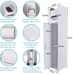 DayPlus Bathroom Floor Cabinet Home Storage Cabinet with Doors and Shelves, Home Furniture Unit, 16 x 15 x 80 cm