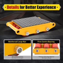 15Ton/33000LB Heavy Duty Machinery Mover Machine Dolly Skate Machinery Roller Mover Cargo Trolley 1
