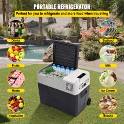 SucceBuy 30L 40L 50L Car Refrigerator Portable Compressor Fridge Freezer W/ Wheel & Draw Bar for Camping Picnic Boating Use