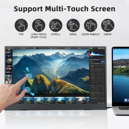 UPERFECT 15.6 inch 1920*1080 Touchscreen IPS Secondary Screen Portable Monitor 100% SRGB USB C HDMI 10-Point Touch Small Computer Display For Gaming PC Phone Laptop Drawing with 2 Speakers VESA