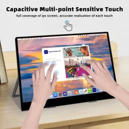 UPERFECT 15.6 inch 1920*1080 Touchscreen IPS Secondary Screen Portable Monitor 100% SRGB USB C HDMI 10-Point Touch Small Computer Display For Gaming PC Phone Laptop Drawing with 2 Speakers VESA